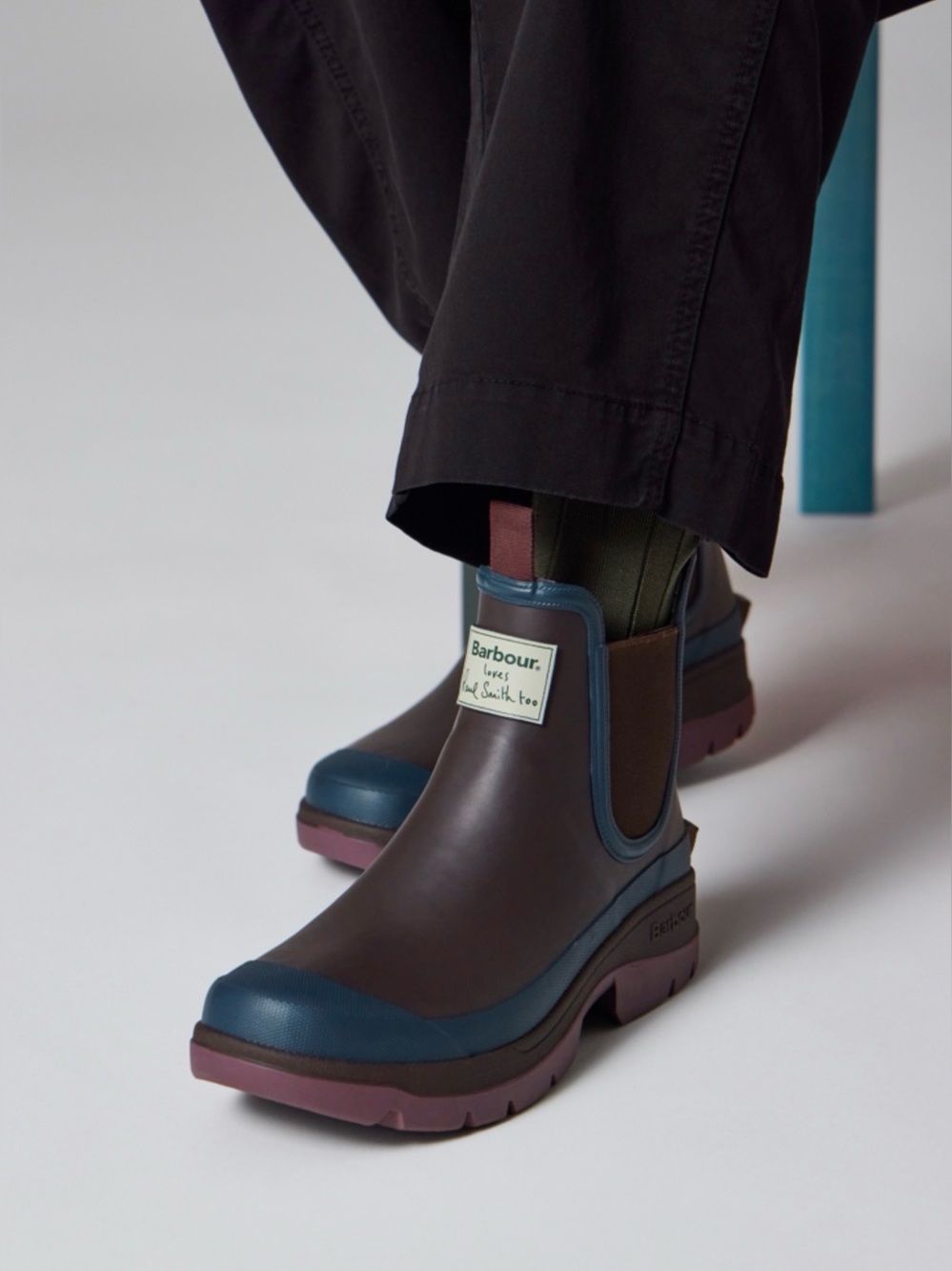 NEW [Barbour] x Paul Smith Rustic Ankle Wellingtons Chelsea Rain Boots Men’s 7